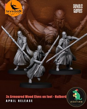 3x Armoured Wood Elves on foot - Halberd9